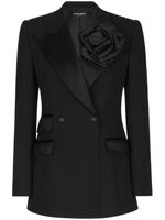 Dolce & Gabbana blazer boutonné à fleur appliquée - Noir