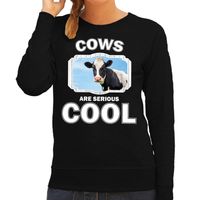 Dieren koe sweater zwart dames - cows are cool trui - thumbnail