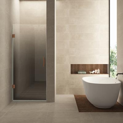 Nisdeur Links Wiesbaden Less 80x200 cm 8 mm Nano Spiegelrook- Naar Helder Glas Geborsteld Brons Koper
