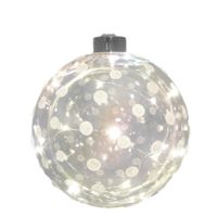 1x Glazen decoratie kerstballen met 20 led lampjes verlichting 12 cm - thumbnail