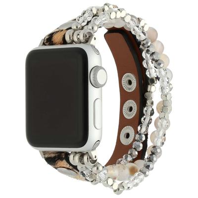 Apple Watch Leren Sieraden Band - Luipaard Zilver - 38, 40, 41 & 42mm Apple Watch Leren Sieraden Band - Luipaard Zilver - 38, 40, 41 & 42mm