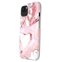 R2B® Marmer hoesje geschikt voor iPhone 14 - Model De Bilt - Inclusief screenprotector - Gsm case - Roze/Wit/Oranje - thumbnail