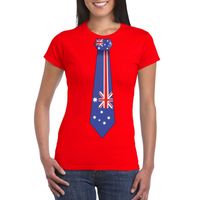 Rood t-shirt met Australie vlag stropdas dames - thumbnail