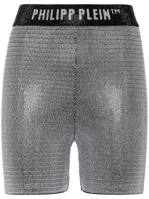 Philipp Plein short métallisé short à logo imprimé - Noir