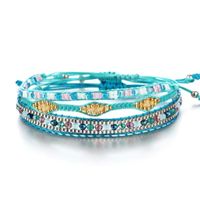 Dames multilayer armband van touw met multicolor turquoise kristallen - thumbnail