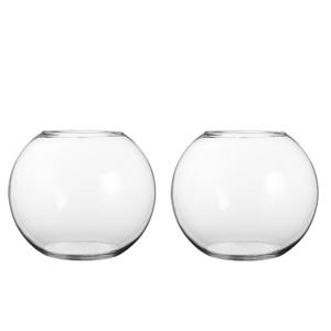 Mica Decorations Bolvaas/komvaas - 2x - glas - vissenkom - 20 x 25 cm