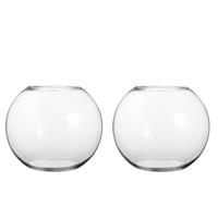 Mica Decorations Bolvaas/komvaas - 2x - glas - vissenkom - 20 x 25 cm