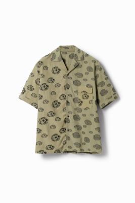 Korte mouwen overhemd met rozen - GREEN - XL