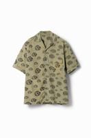 Korte mouwen overhemd met rozen - GREEN - XL