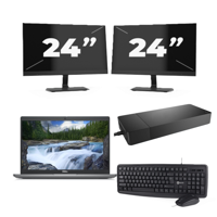 Dell Latitude 5340 - Intel Core i3-13e Generatie - 13 inch - 8GB RAM - 256GB SSD - Windows 11 Home + 2x 24 inch Monitor