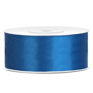 1x Hobby/decoratie kobalt blauw satijnen sierlint 2,5 cm/25 mm x 25 meter   -