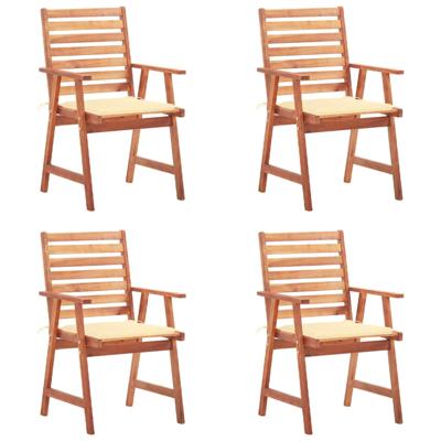 Tuinstoelen 4 st met kussens massief acaciahout