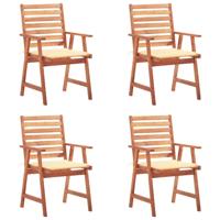 Tuinstoelen 4 st met kussens massief acaciahout