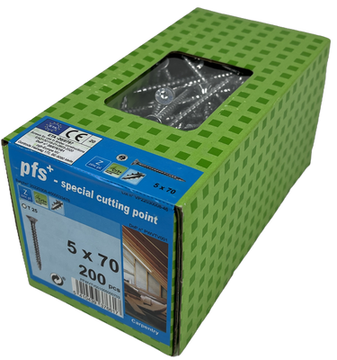 pgb-Europe PFS+ | Spaanplaatschroef PFS+ VZK-T Ø 5,0x70 Zn - PFWVTV001005000703