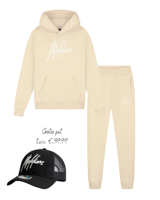 Malelions winter tracksuit jongens - beige wit - Essentials + GRATIS PET!