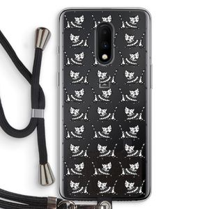 Zwarte poes: OnePlus 7 Transparant Hoesje met koord