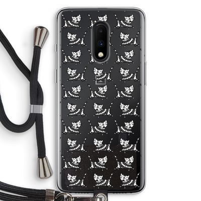 Zwarte poes: OnePlus 7 Transparant Hoesje met koord