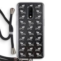 Zwarte poes: OnePlus 7 Transparant Hoesje met koord
