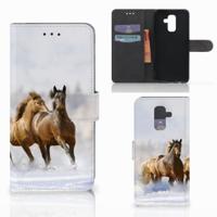 Samsung Galaxy A6 Plus 2018 | Telefoonhoesje | Met pasjeshouder | Paarden