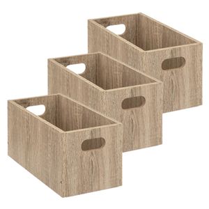 Set van 3x stuks opbergmand/kastmand 7 liter bruin/naturel van hout 31 x 15 x 15 cm