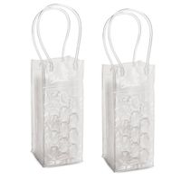 4x stuks transparante PVC koeltas draagtas voor flessen 25 cm - Koelelementen