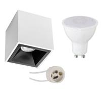 Opbouwspot Vierkant GU10 Set 4W Mat Wit/Zwart - Warm Wit 3000K