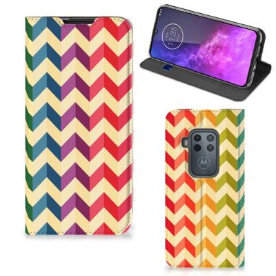 Motorola One Zoom | Hoesje met Magneet | Zigzag Multi Color Motorola One Zoom | Hoesje met Magneet | Zigzag Multi Color