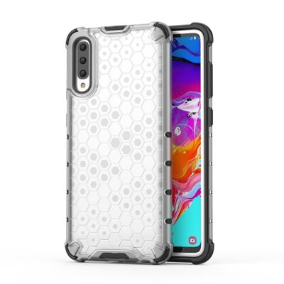 Schokbestendige honingraat PC + TPU Case voor Galaxy A70 (grijs)