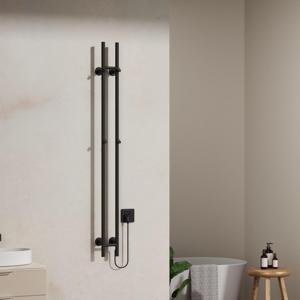 Belrad Rod staafhanddoekdroger - 150x16,8x12,7 cm - elektrisch - dubbel - 120w - 2,5cm - mat zwart HS1513BL
