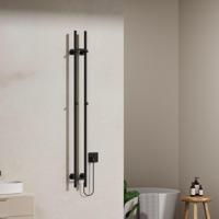 Belrad Rod staafhanddoekdroger - 150x16,8x12,7 cm - elektrisch - dubbel - 120w - 2,5cm - mat zwart HS1513BL