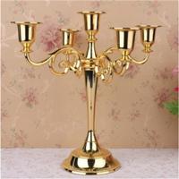 Retro kandelaar Home Decoratie woonkamer Cafe thema restaurant sieraden kaarslicht diner rekwisieten geschenken stijl: goud-5 armen