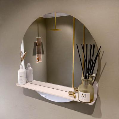MONDIAZ SPOT spiegel rond 70cm met Spiegelplanchet kleur Rosee.