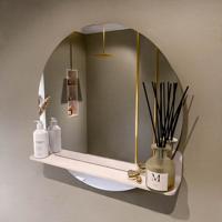 MONDIAZ SPOT spiegel rond 70cm met Spiegelplanchet kleur Rosee.