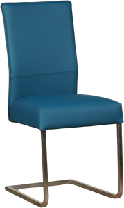 Blauwe leren industriële eetkamerstoel Remix - poot vierkant rvs - Toledo Leer Turquoise (blauw leer)