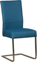 Blauwe leren industriële eetkamerstoel Remix - poot vierkant rvs - Toledo Leer Turquoise (blauw leer)
