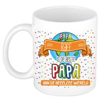 Naam mok papa Raff - wit - de beste - keramiek - 300 ml - Vaderdag/verjaardag