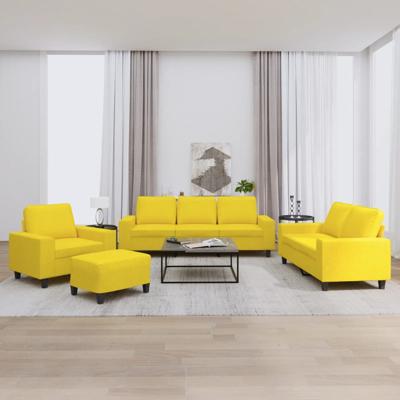 4-delige Loungeset stof lichtgeel