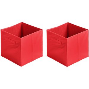 Opbergmand/kastmand Square Box - 2x - karton/kunststof - 29 liter - rood - 31 x 31 x 31 cm