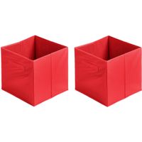 Opbergmand/kastmand Square Box - 2x - karton/kunststof - 29 liter - rood - 31 x 31 x 31 cm - thumbnail