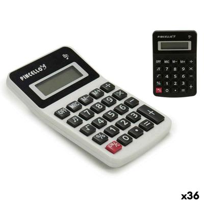 Rekenmachine Pincello Wit Zwart Plastic 7,5 x 2,5 x 11,5 cm Zon Klein (36 Stuks)