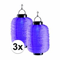 3x paarse solar lampionnen 35 cm