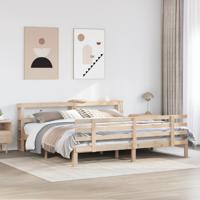 Bedframe met hoofdbord massief grenenhout 200x200 cm
