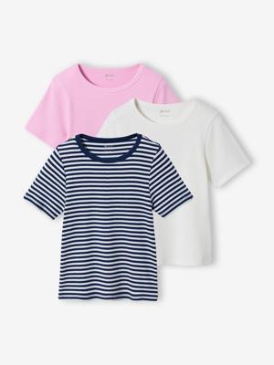 Set van 3 geribbelde t-shirt ecru Set van 3 geribbelde t-shirt ecru