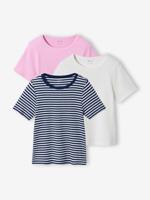 Set van 3 geribbelde t-shirt ecru
