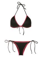 Brigitte bikini dos-nu à broderies - Noir