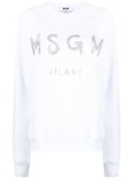 MSGM logo-print cotton sweatshirt - Blanc