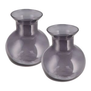 DK Design Bloemenvaas Mira - 2x - bol vaas - smoke glas - D16 x H17 cm - Vazen