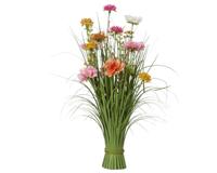 Kunstgras everlands met bloemen 70cm roze