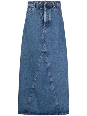 GANNI jupe longue en jean à taille haute - Bleu