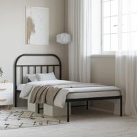 Bedframe met hoofdbord metaal zwart 107x203 cm
